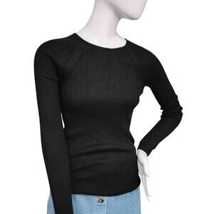 Uniqlo U Collection Wool Sweater Top Size Small Black Long Sleeve Ribbed Knit
